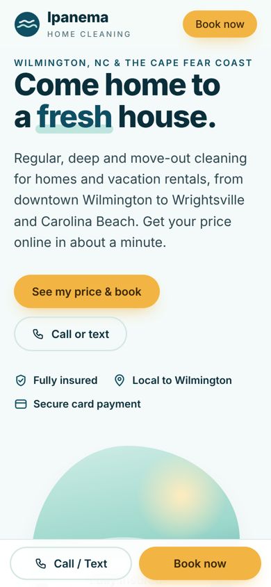 Ipanema Service website on a phone