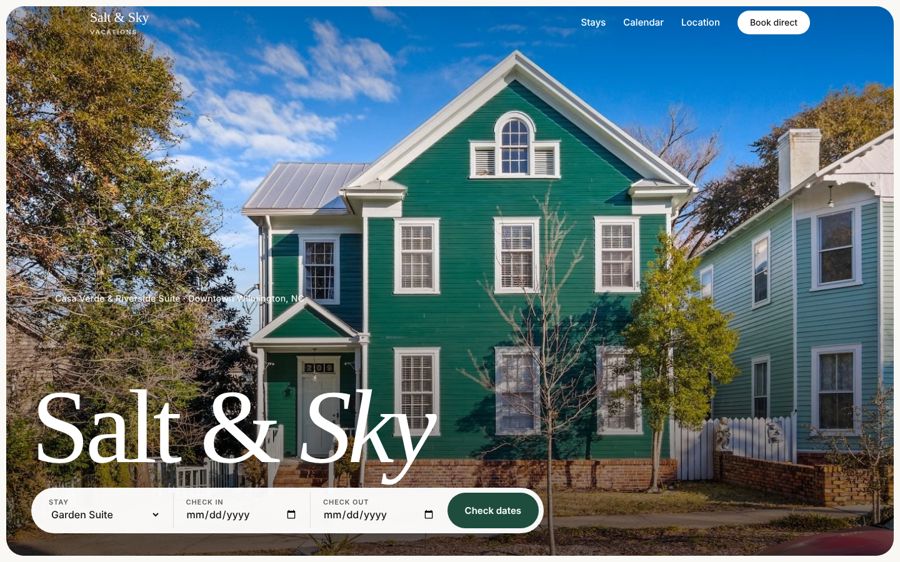 Salt & Sky Vacations website, desktop view